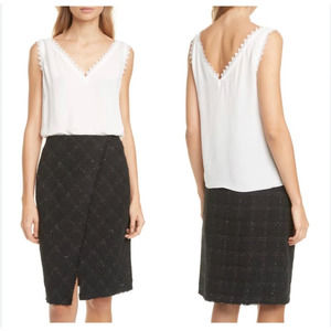 Tailored By Rebecca Taylor Taylored Silk Lace Tank in Cream Size Medium